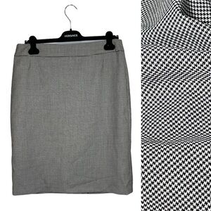 🚨 🆕 Daniel Hechter Houndstooth Wool Blend Pencil Skirt with Back Slit
